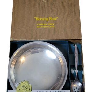 Vintage Oneida Morning Rose Community Plate and Spoon Original Box